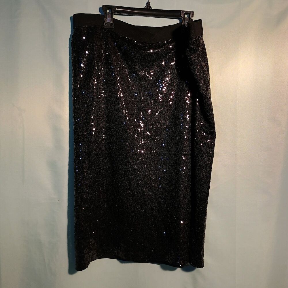 Black Sequin Wrap Midi Skirt – Sparkly Evening Party Cocktail Skirt